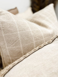 Rustica Linen Blend Cushion - White Plaid Wander & Wild 
