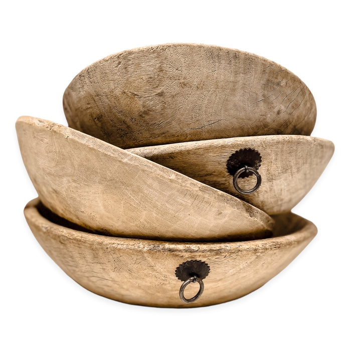 Vintage Indian Wooden Bowl -Bleached Wander & Wild 