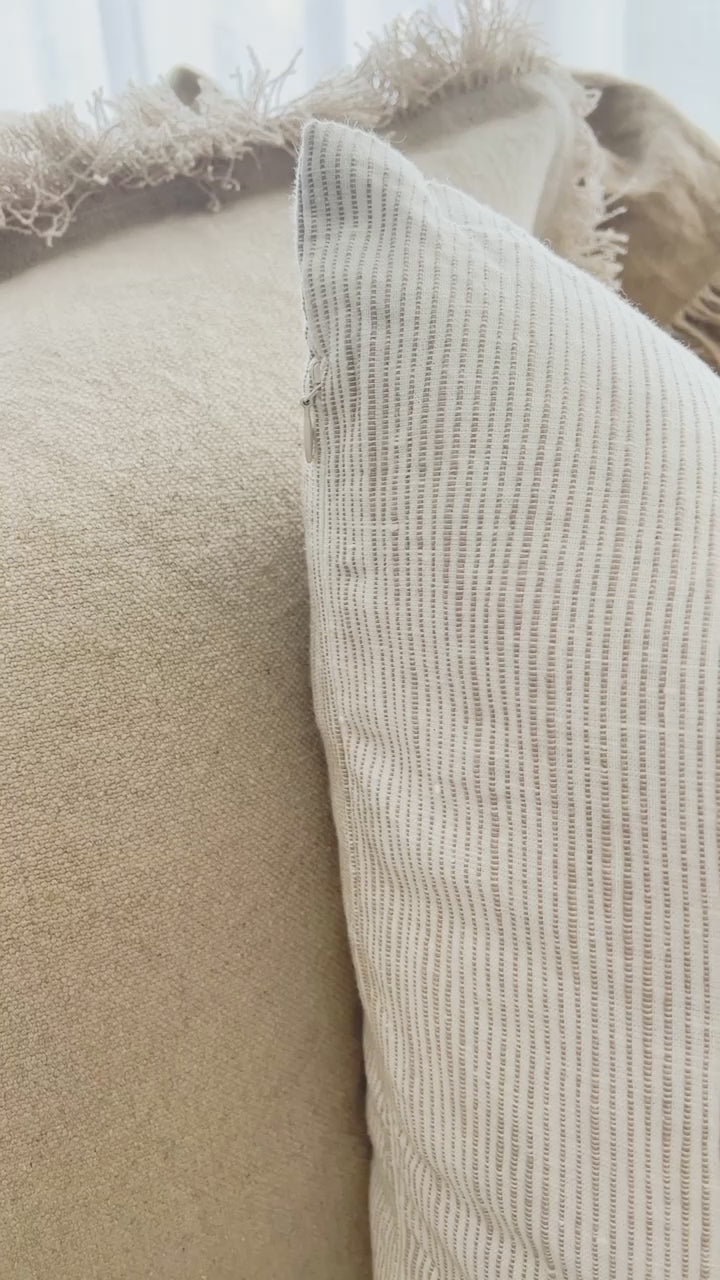 Jai Warm Pinstripe Linen Cushion