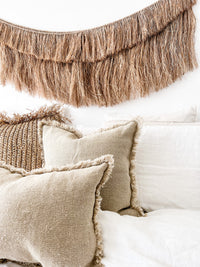 Luxurious, handloomed & versatile the Briar cushions are a must have staple for any interior. The reversible design is form meets function at its finest.  Made from 100% pure linen with raw, textured & rustic appeal, each cushion with the option for use as a natural or creamy white cushion