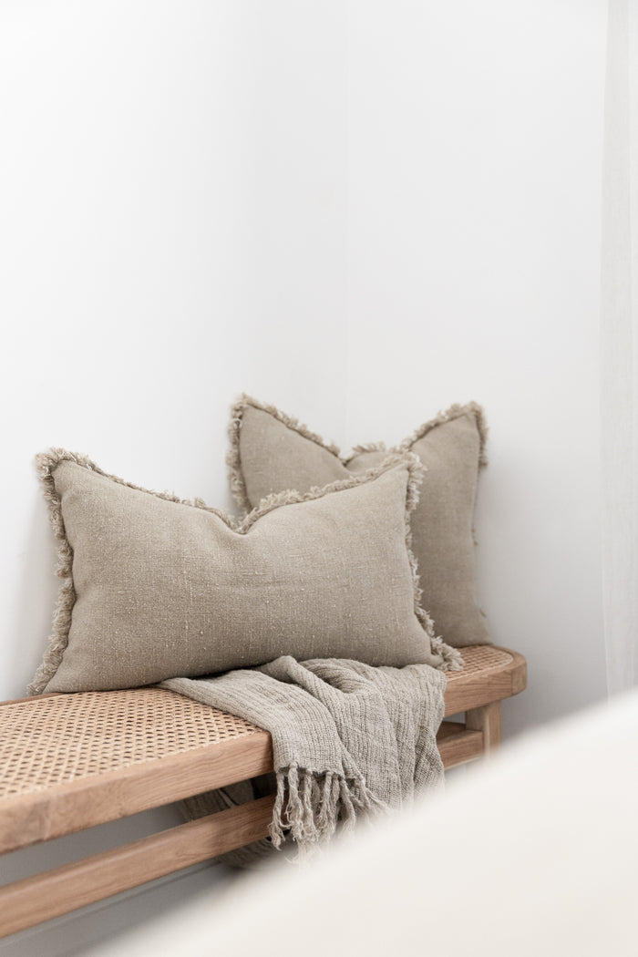 Luxurious, handloomed & versatile the Briar cushions are a must have staple for any interior. The reversible design is form meets function at its finest.  Made from 100% pure linen with raw, textured & rustic appeal, each cushion with the option for use as a natural or creamy white cushion