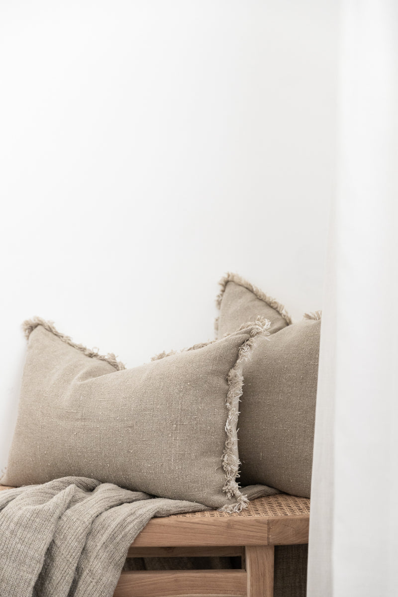 Luxurious, handloomed & versatile the Briar cushions are a must have staple for any interior. The reversible design is form meets function at its finest.  Made from 100% pure linen with raw, textured & rustic appeal, each cushion with the option for use as a natural or white cushion. 