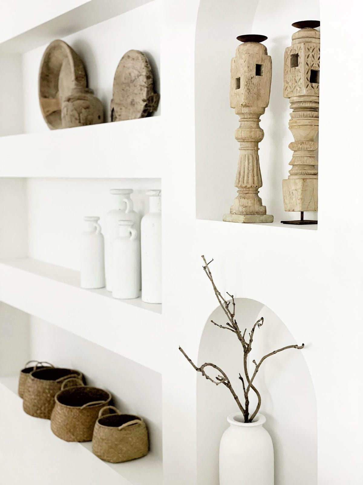 These vintage Candle pillars are made from old Indian furniture pieces & have been repurposed into bespoke candle stands adding character and culture to your home. They have a beautiful raw earthiness to them and